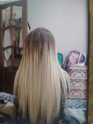 tek qaş: Uzlux saç qaynağı – sarı ombre düz saç - Saç tipi: düz, ipək kimi — 1