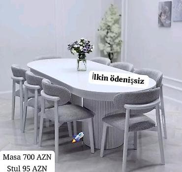 stol uzu: Qonaq otağı üçün, Açılmayan, Oval masa, 6 stul — 1