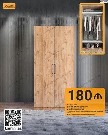 taxta ref: LA MINI 2 qapılı şkaf – kod: 5406 - Ölçülər: D 47 × H 200 × E 90 sm - — 1