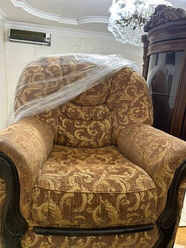 диван и 2 кресла мягкая мебель: Divan, İşlənmiş, Açılan, Parça — 1