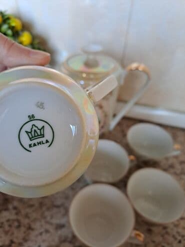 kahla made in gdr: Çay dəsti, Farfor, Madonna, 6 nəfərlik, Almaniya — 3