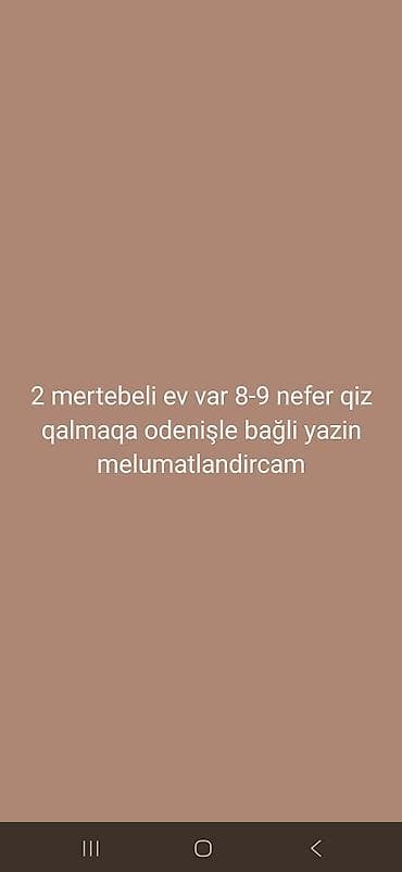 kiraye boş ev: Qızlar üçün qalmağa uyğun 2 mərtəbəli ev təklif olunur. Evdə 8–9 — 1