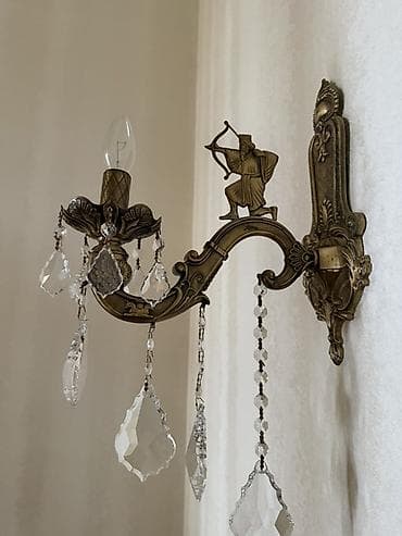 Klassik divar bra – bürünc rəngli, kristal asmalı - Şəkillərdəki