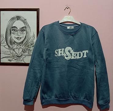 adidas kişi: Unisex sweatshirt - Rəng: tünd göy‑boz (teal tonunda) - Ön hissə: ağ — 1