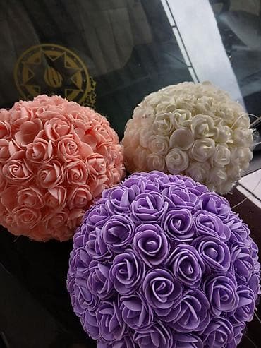 Pastel dəstləri: Dekorativ güllərdən hazırlanmış bəzək topları - Forması: sferik (top — 1