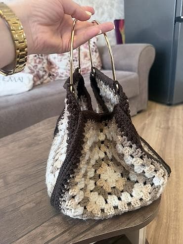 Əl işı toxunma çanta - Dizayn: Qəfəsvari “granny square” naxışlı — 6