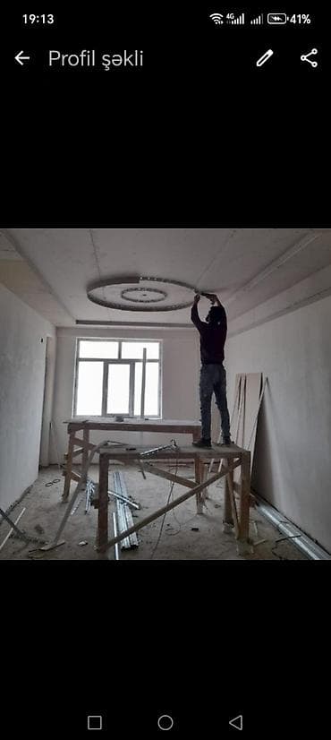 evlərin dizaynı və təmiri: Alçıpan tavan və oboy malyar işləri — 1