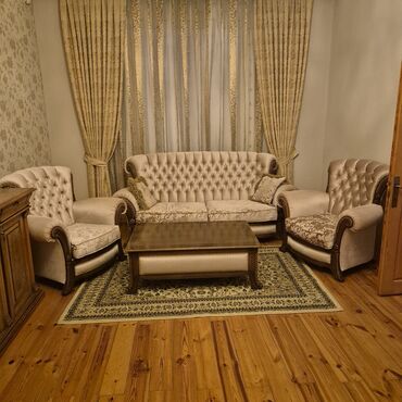 tek stolar: İşlənmiş, Kreslolar, Jurnal masası, Masa və oturacaqlar — 5