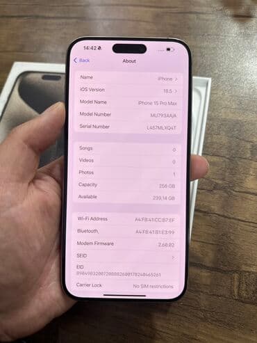 15 pro max 512 qiymeti: IPhone 15 Pro Max, 256 GB, Natural Titanium, Zəmanət — 8