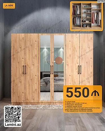 6 qapılı geyim dolabı – LA MINI Kod: 5364 - Ölçülər: Dərinlik 47 sm × — 1