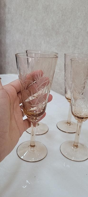 alət qabı: Qədəhlər, rəng - Qəhvəyi, Şüşə, 6 ədədli dəst — 1