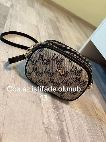 Qadın çanta dəsti – 4 model 1) Mini krosbodi: bej-qara monoqram
