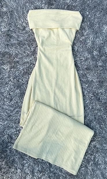 Qadın geyim dəsti – 4 ədəd don 1) Açıq krem rəngli, strapless