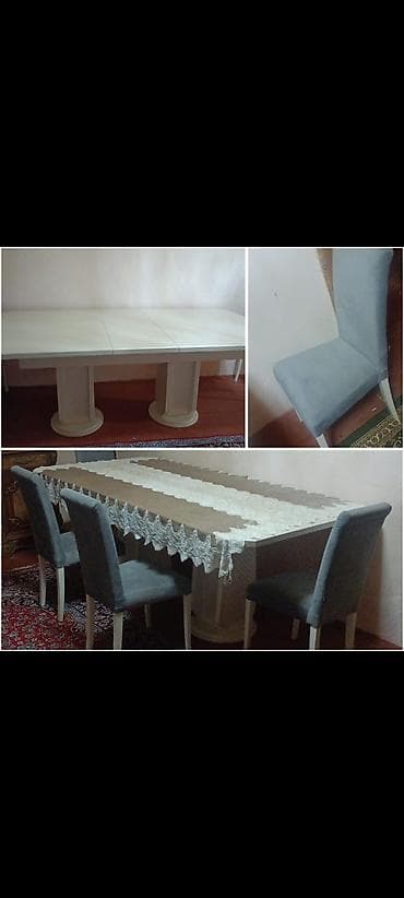 Qonaq otağı üçün, İşlənmiş, Dördbucaq masa, 6 stul