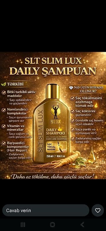 SLT SLIM LUX Daily Şampun – gündəlik saç baxımı üçün Həcm: 250 ml