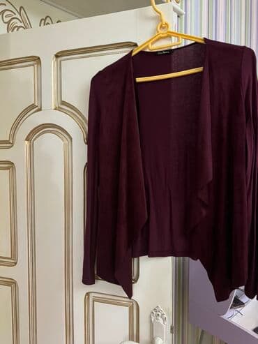 женские кардиганы большого размера: Qadın kardiqanı – tünd bənövşəyi (şərab rəngi) - Model: Açıq önlü — 2