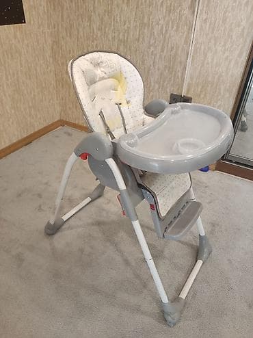 tap.az oyuncaqlar: Uşaq yemək stulu – SHENMAA - Rəng: boz-ağ, naxışlı yumşaq oturacaq — 2