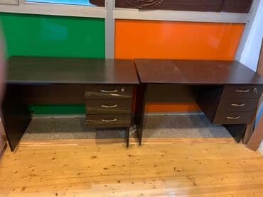 Qida məhsulları: Ofis mebelləri dəsti Tərkib: - İş masaları: müxtəlif ölçülü, düzüstü — 1