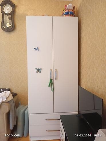 ayyaqabi dolabi: 2 qapılı, Siyirməli, Ağ, Digər material, Açılan, Düz dolab — 1