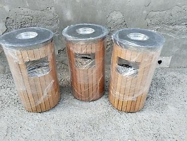 Tullantı qabları: Açıq məkanlar üçün taxta üzlü zibil qutuları - Silindrik dizayn — 3