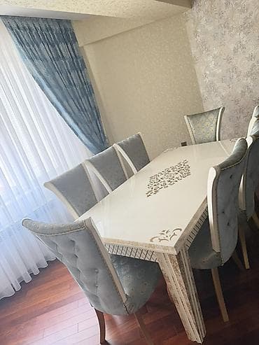 stulla: Qonaq otağı üçün, İşlənmiş, Açılmayan, Dördbucaq masa, 6 stul — 1