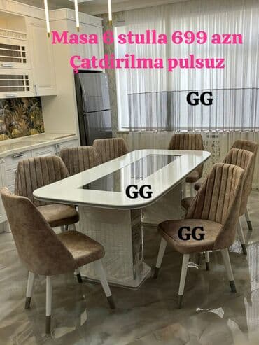 Yeni və Sifarişlə Masa dəsti 6 ədəd stulla 699 azn Rəng secimi var lalafo.az -da Yeni və Sifarişlə Masa dəsti 6 ədəd stulla 699 azn Rəng secimi var
