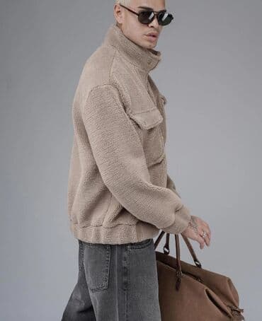 флисовые кофты бишкек: Kişi teddy üslublu jaket – bej rəng - Yumşaq, tüklü teddy/flis — 4