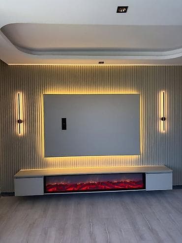 Sifarişlə ev mebeli: Müasir TV divar paneli və media konsolu dizaynı - Dizayn: Minimal və — 6