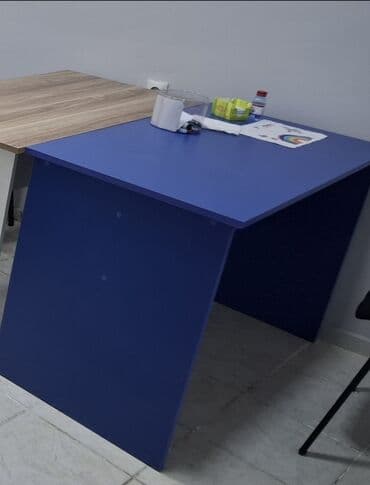 стол для совещаний: Tədris/Ofis mebelləri dəsti - Yaşıl rəngli 4 ədəd düzbucaqlı masa — 3