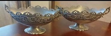 Metal dekorativ meyvə qabları (2 ədəd dəst) - Material: gümüş rəngli — 2