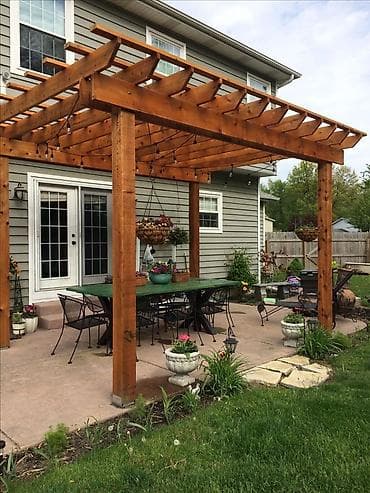 xalca sekilleri: Bağ üçün taxta pergola – dekorativ işıqlandırmalı, teraslı Məhsul — 5