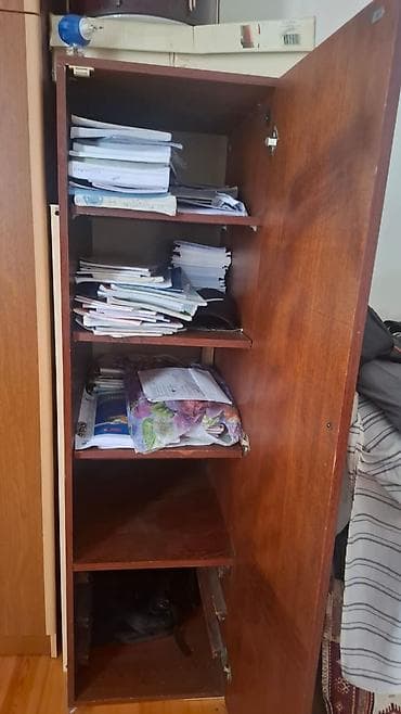 dolab kilidi: Taxta kitabxana/dolab - Material: ağac (tünd qəhvəyi şpon görünüşü) - — 1