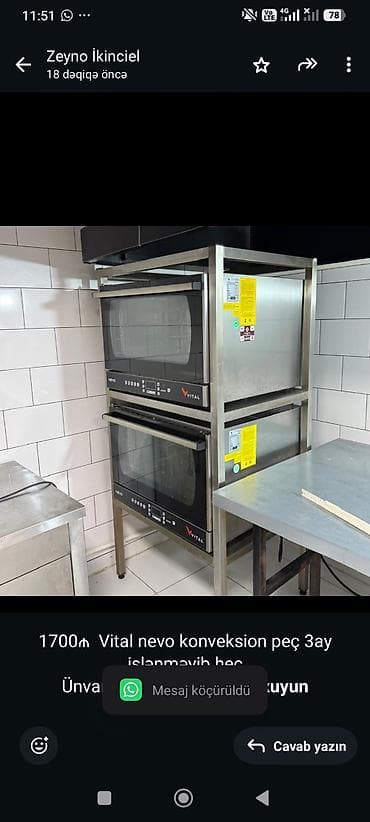 ariston pitiminutka: 1700₼ Vital nevo konveksion peç 3ay işlənməyib heç Ünvan ag şəhər — 1