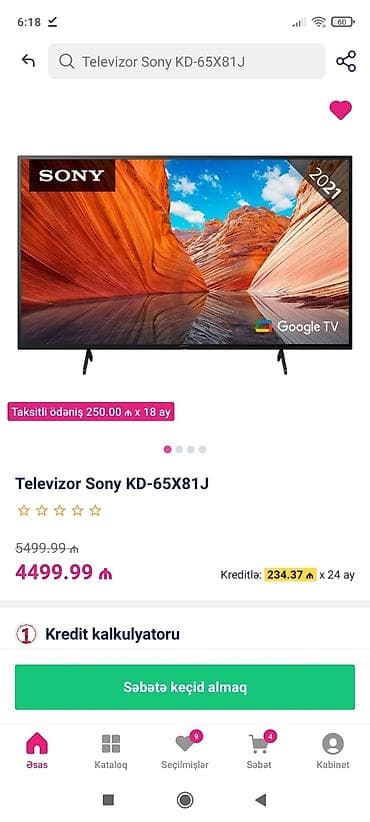 Televizor Sony LED ekran 65" 4K (3840x2160)
