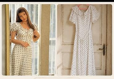 Məhsul: Ağ rəngli, qara xallı qadın paltarı - Model: Xallı (polka