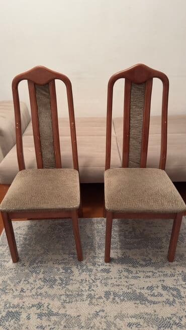 gaming oturacaqlar: Taxta çərçivəli yeməkxana stulları (6 eded) - Material: bərk ağac — 2