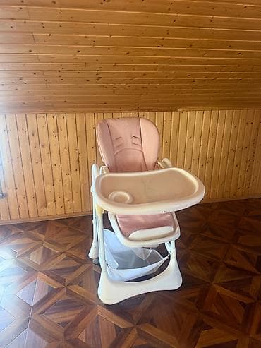 ikea uşaq stulu: Uşaq yemək stulu - Rəng: açıq çəhrayı oturacaq, ağ konstruksiya - — 2