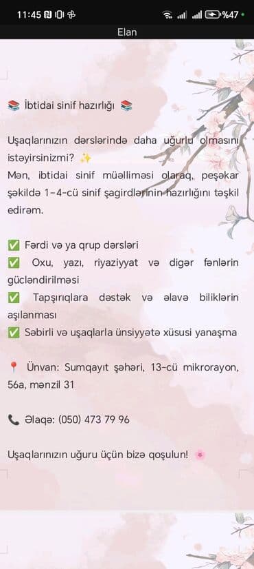 Məktəbəqədər və ibtidai sinif hazırlığı, Azərbaycan dili, Fərdi