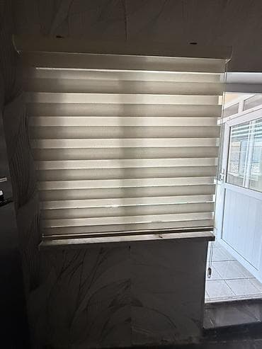 pərdələr 2020: Zebra tipli jalüz pərdə - Rəng: açıq krem/şampan - İki qatlı zolaqlı — 1
