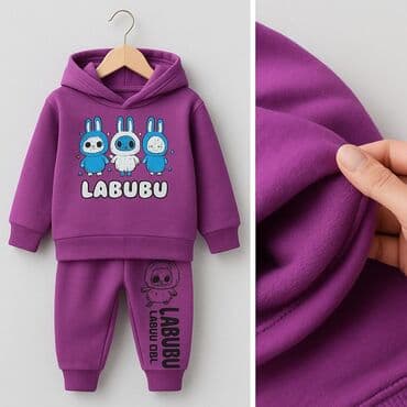 Bayram kostyumları: Uşaq üçün iki hissəli idman dəsti – kapüşonlu svitşot və şalvar — 3