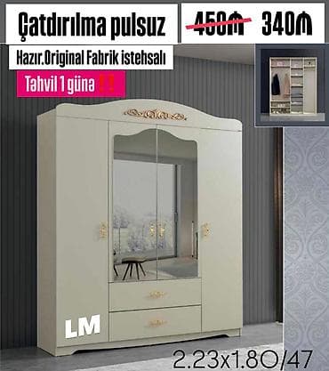 Düz dolab, Yataq otağı üçün, Paltar üçün, 4 qapılı