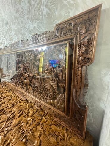 Süni güllər: Oyma əl işləməsi taxta tablo — 3