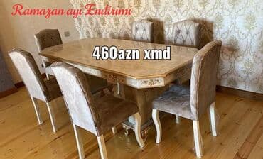 2 ci əl stol stullar: Qonaq otağı üçün, Yeni, Açılmayan, Dördbucaq masa, 6 stul — 1