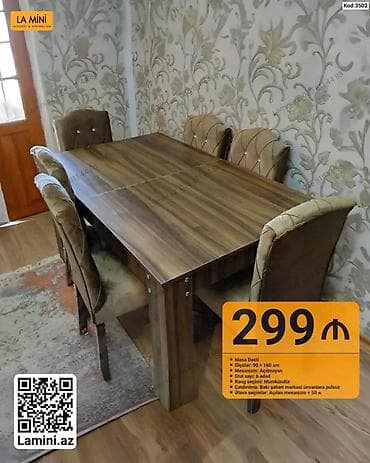 stul taxta: Masa dəsti – La Mini - Ölçülər: 90 × 160 sm - Mexanizm: Açılmayan - — 1