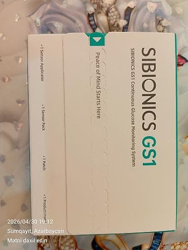 tibbi canta: SIBIONICS GS1 – Davamlı Qlükoza İzləmə Sistemi Xüsusiyyətlər: - — 1