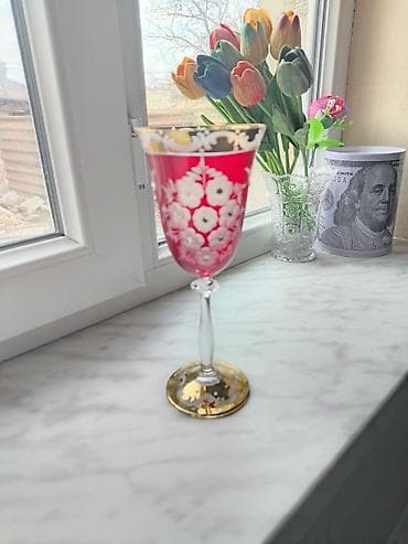 Qədəhlər, rəng - Qırmızı, Şüşə, 1 əd