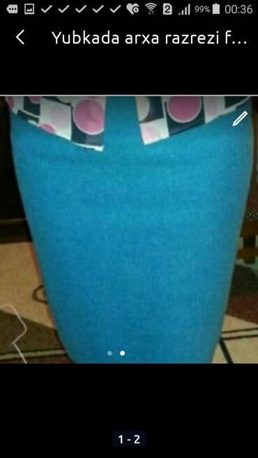 ciddi qadın ətəkləri: Qadın yubkası – tünd firuzəyi (mavi) rəngdə, düz/qələm kəsimi. - Belə — 2