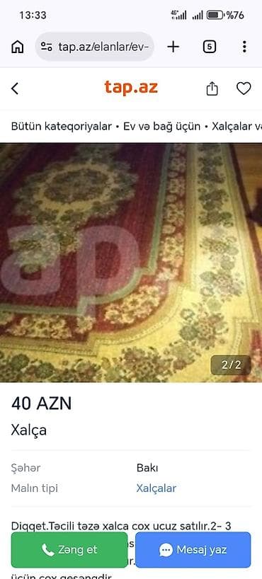 iran peci satisi: Xalça Dekorativ, Azərbaycan, Kredit yoxdur — 6