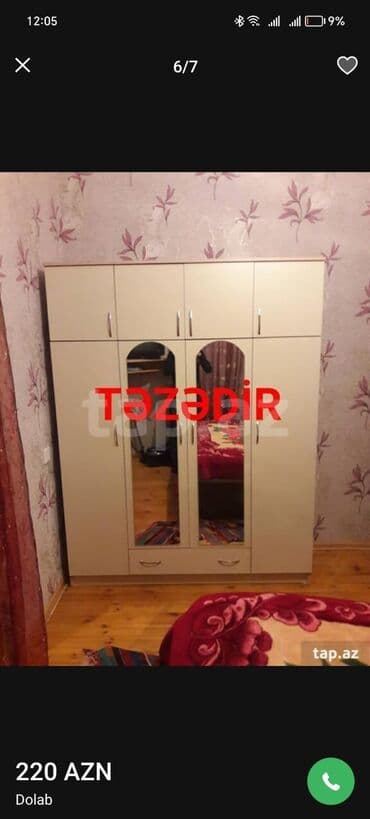 ikinci əl şkaf: Yeni, 4 qapılı Düz dolab, Dolab-asılqan — 12