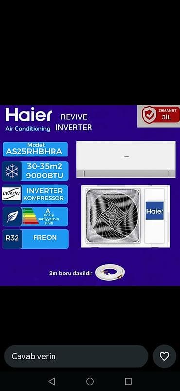 Kondisioner Haier, 30-35 kv. m, Split sistem
